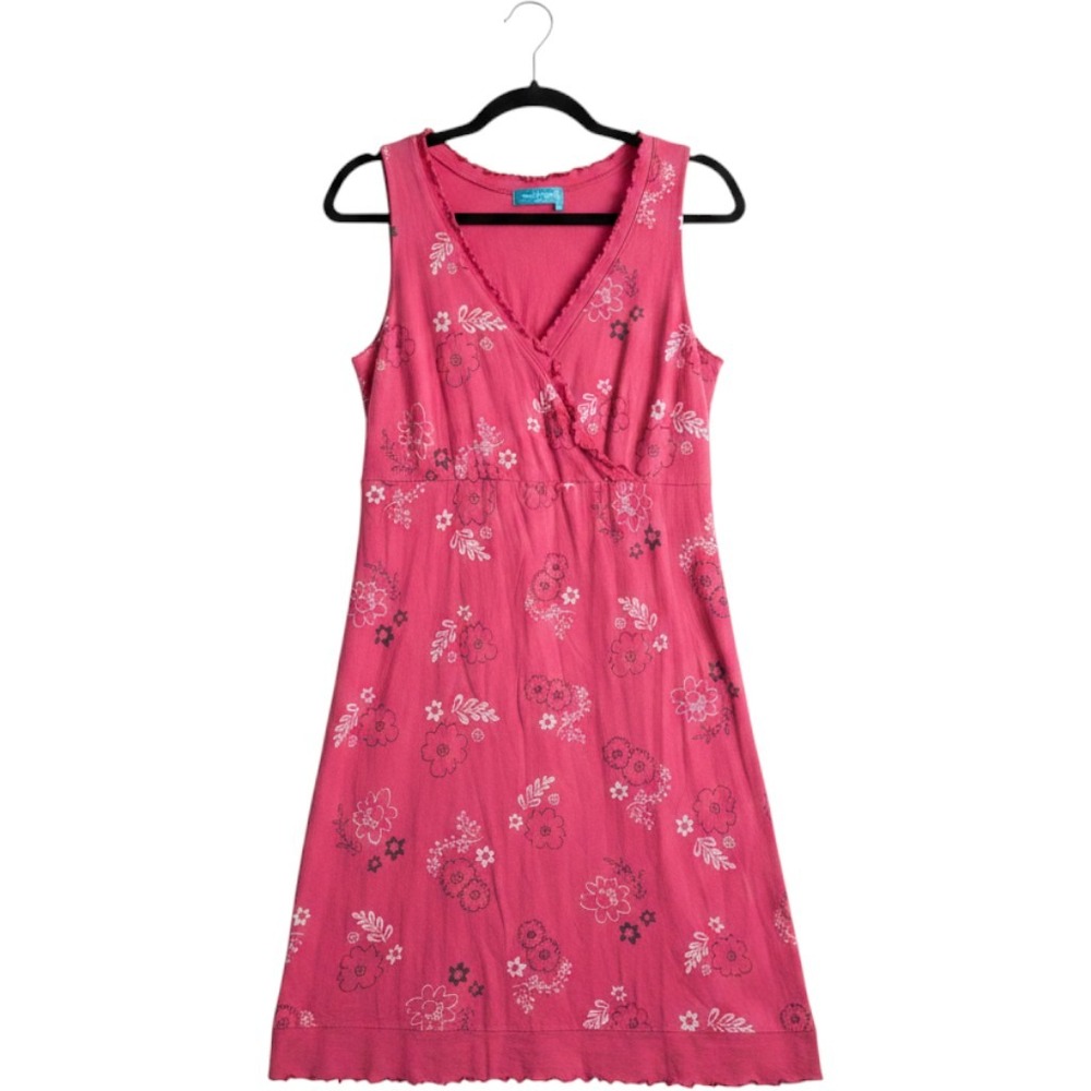 Fresh Produce Floral Dress Medium Pink Sleeveless Cotton Summer Coastal Boho